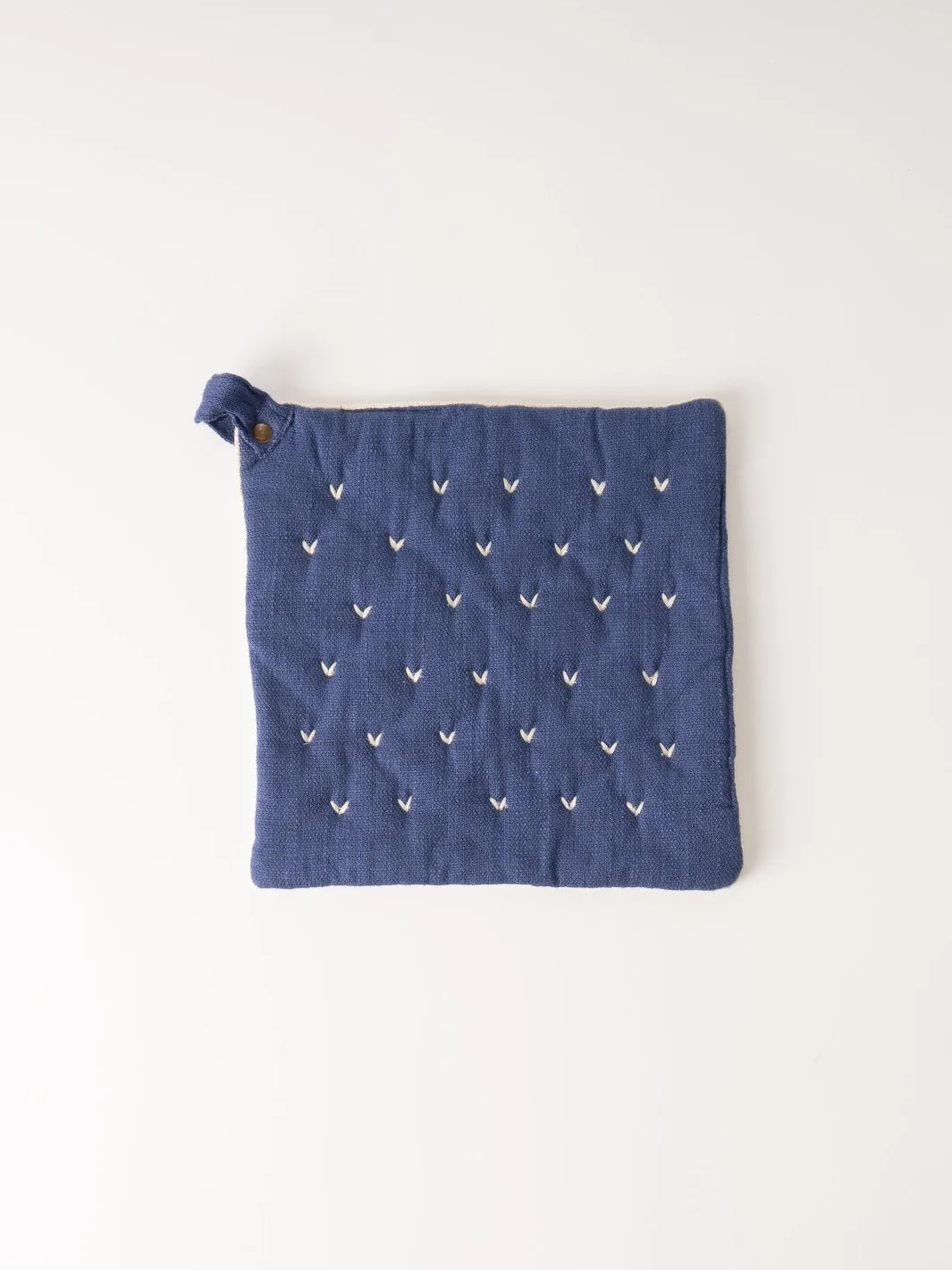 Indigo Embroidered Pot Holder