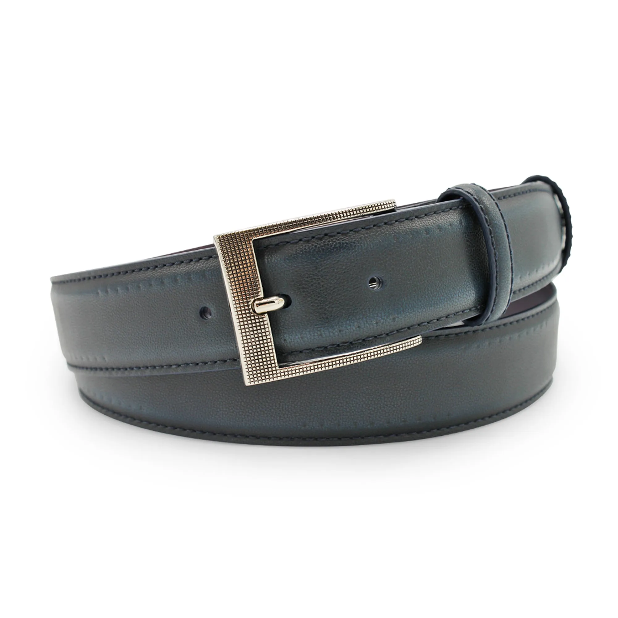 Indigo Hand Burnished Etched 'Cagney' Belt