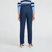 Indigo Linen Slim Leg Pull-on Pant