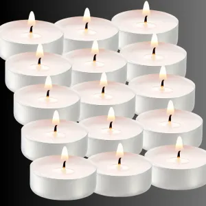 Indoblaze Tea Light Candles - Pack of 200 Unscented White Candles, Long Burning Hours- 1.5 to 2.5 hours