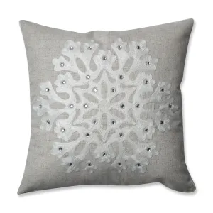 Indoor Christmas Snowflake Grey 16.5-inch Throw Pillow