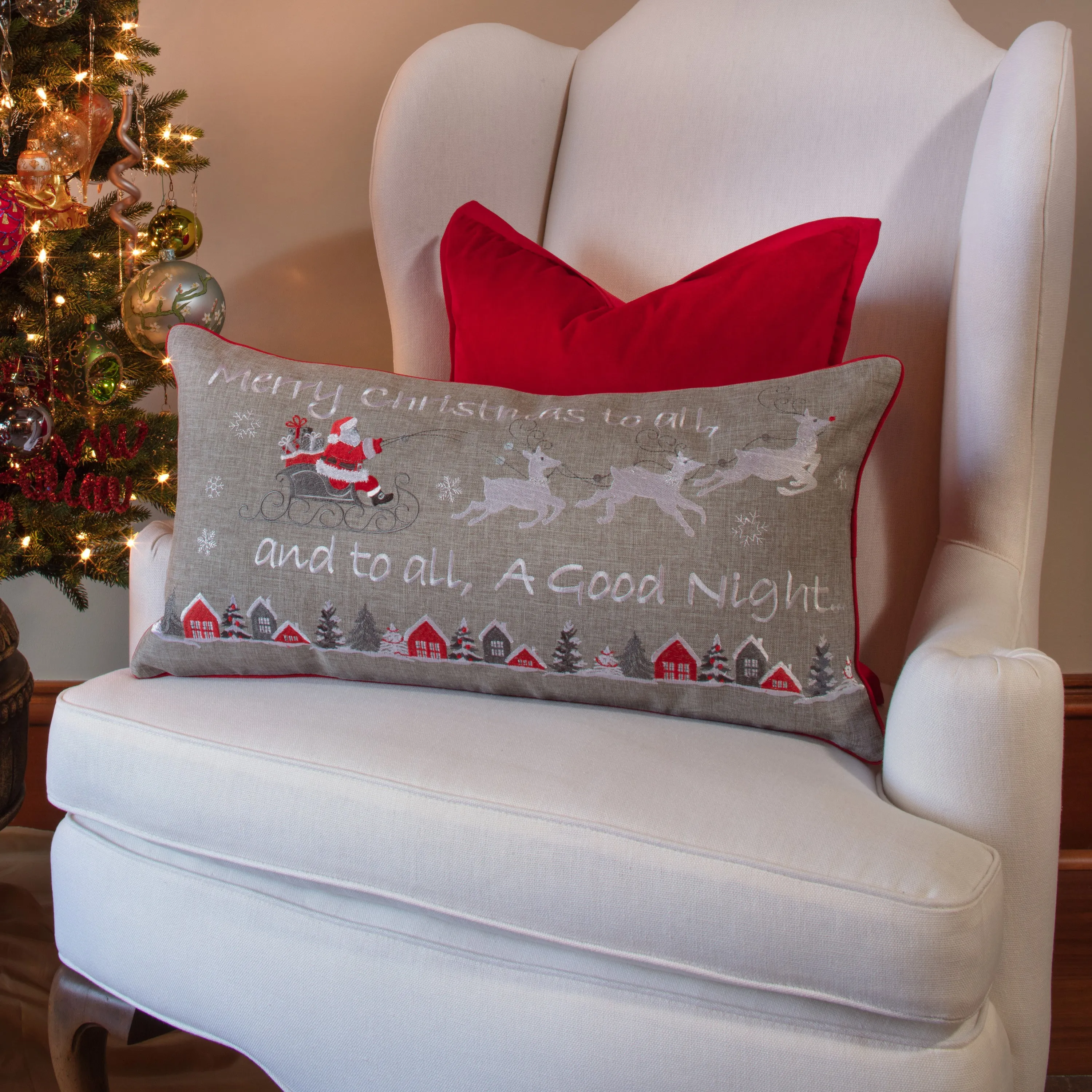 Indoor Merry Christmas To All Rectangular Throw Pillow