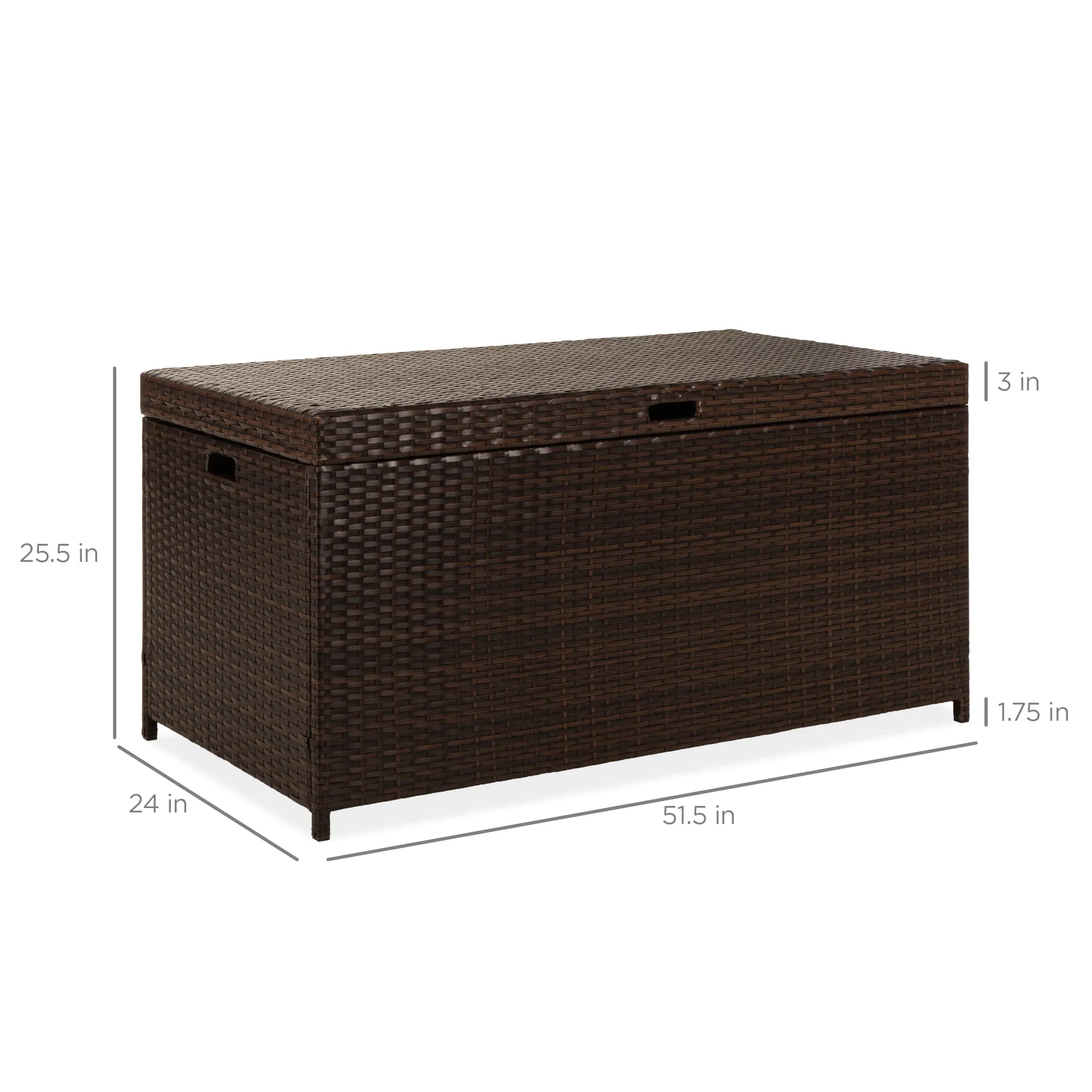 Indoor Outdoor Wicker Storage Box w/ Steel Frame, Lift-Up Top - 136 Gal