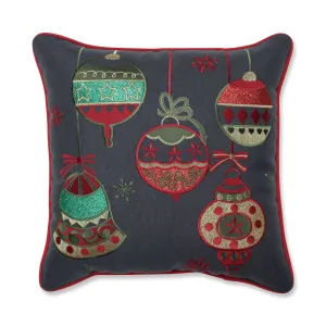 Indoor Sparkling Christmas Ornaments Multicolored 16.5-inch Throw Pillow