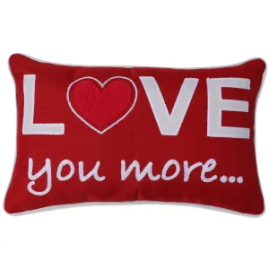 Indoor Valentines Love You More Red Rectangular Throw Pillow