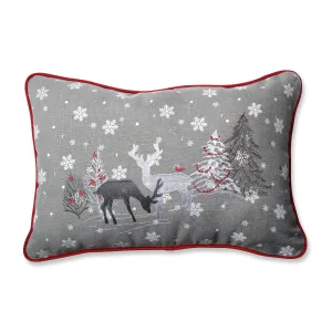 Indoor White Christmas Grey Rectangular Throw Pillow