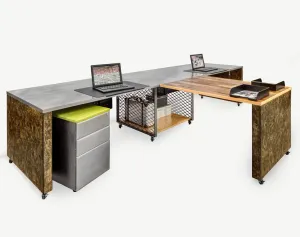 Industrial 2 Pack Desks with Storage and Return