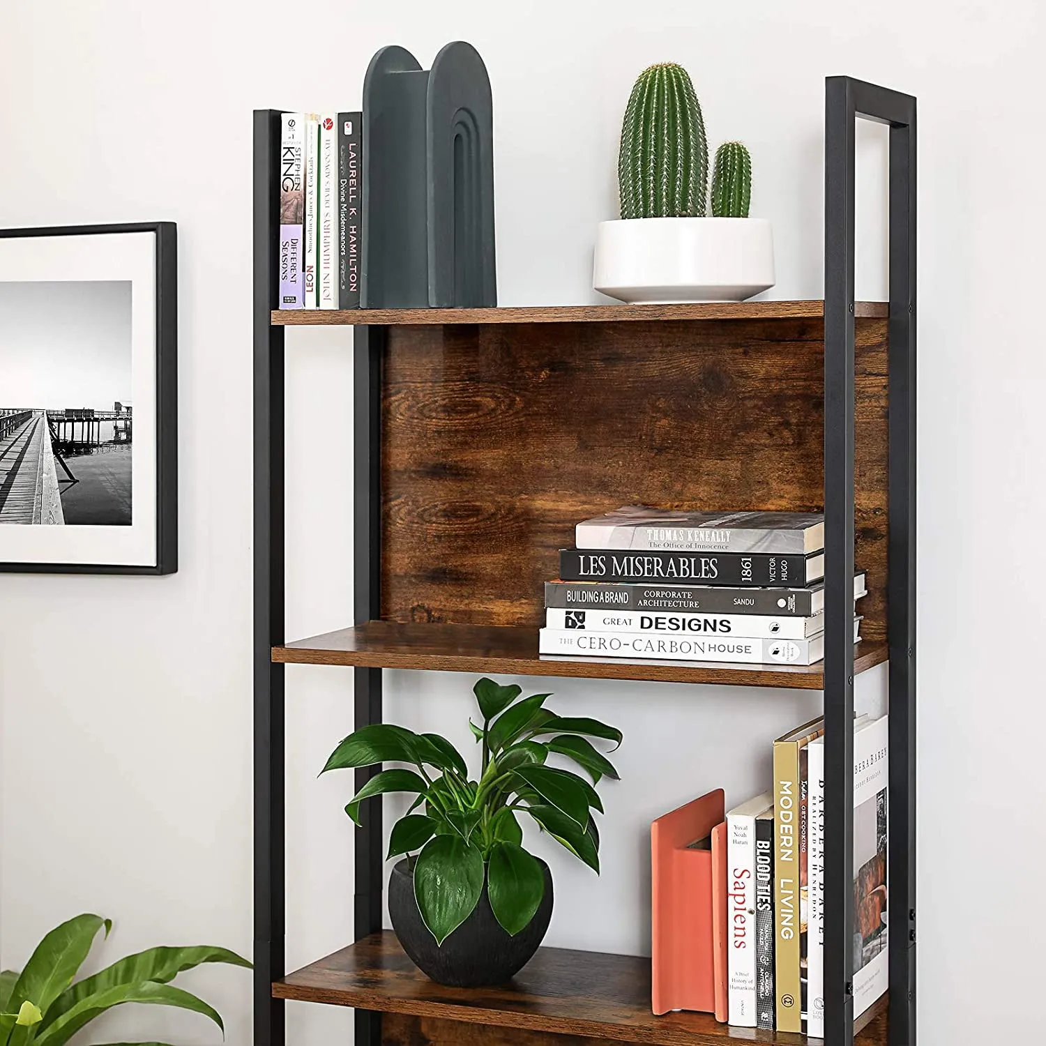 Industrial 5-Tier Bookshelf