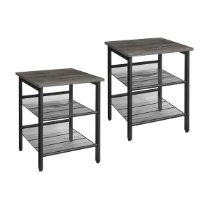 Industrial Charcoal Gray Side Tables, Adjustable Mesh, Set of 2 VASAGLE