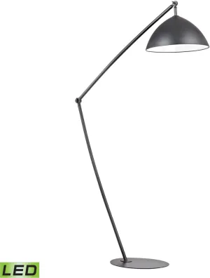 Industrial Elements Adjustable Led Floor Lamp In Matte Black