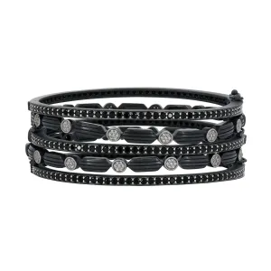 Industrial Finish Ribbed Metro 5-Stack Hinge Bracelet