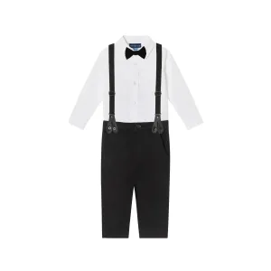 Infant 4-piece Classic Buttondown Suspenders & Pant Set | Crisp White