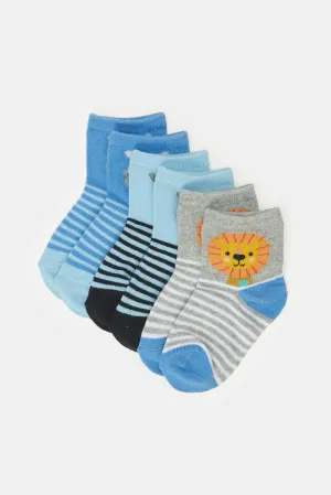 Infant Boys Animal Striped Socks (3 Pairs)