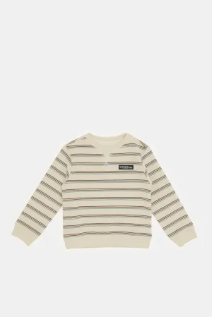 Infant Boys Beige Striped Sweatshirt