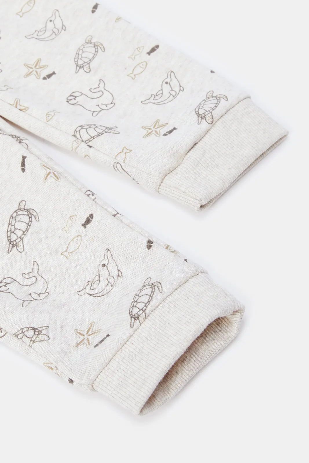 Infant Boys Beige Turtle Print Active Pants