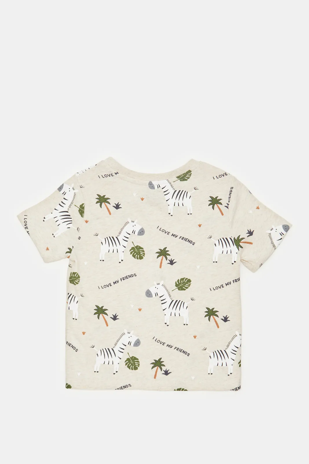 Infant Boys Ecru Printed T-Shirt