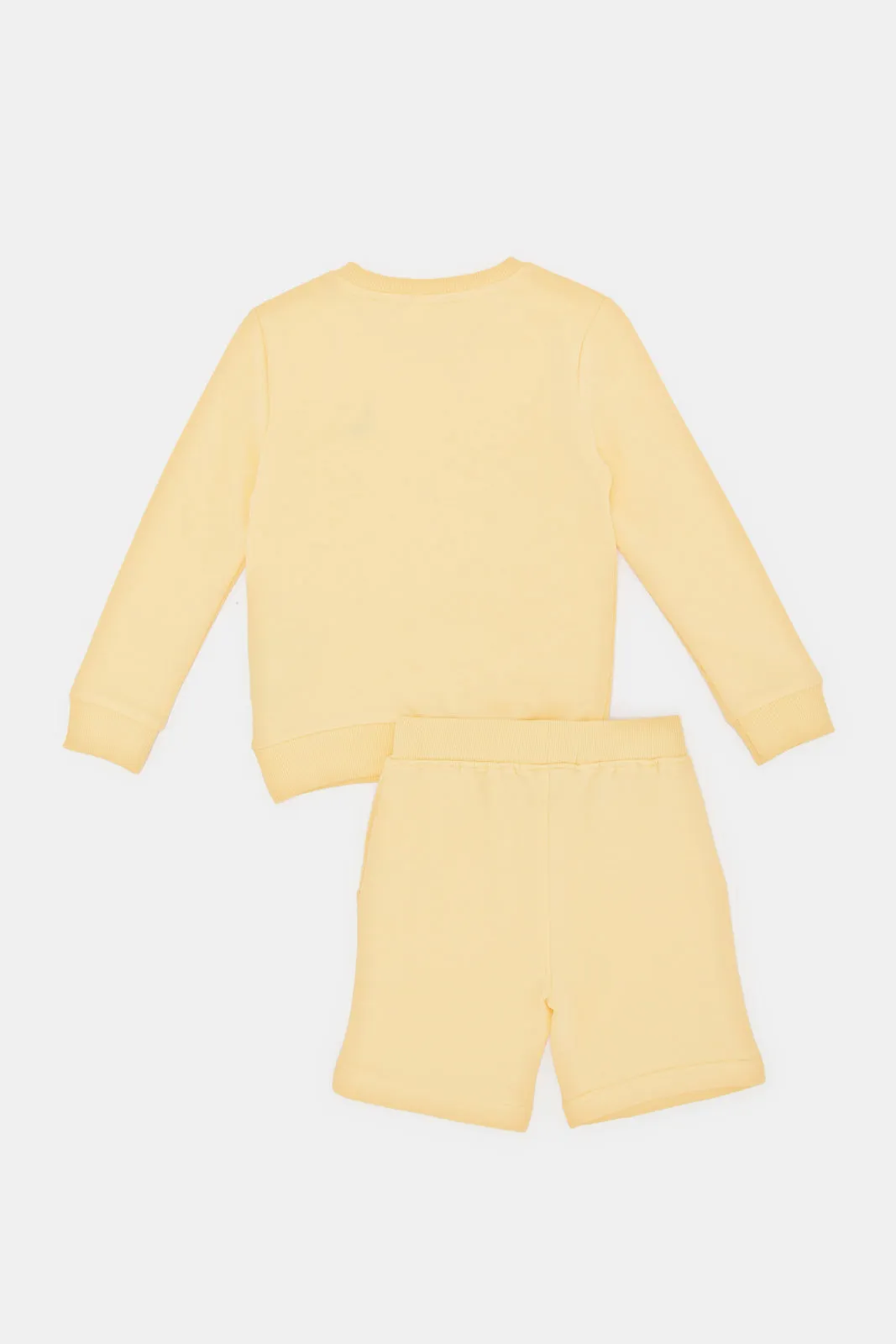 Infant Boys Yellow Dino Sweatshirt And Short Set (2 Piece)