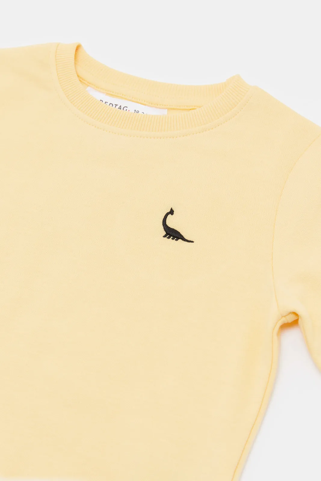 Infant Boys Yellow Dino Sweatshirt And Short Set (2 Piece)