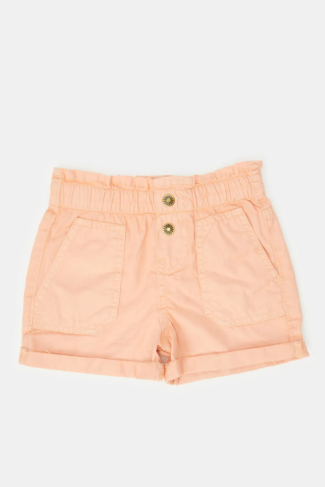 Infant Girls Apricot Paper Bag Denim Shorts