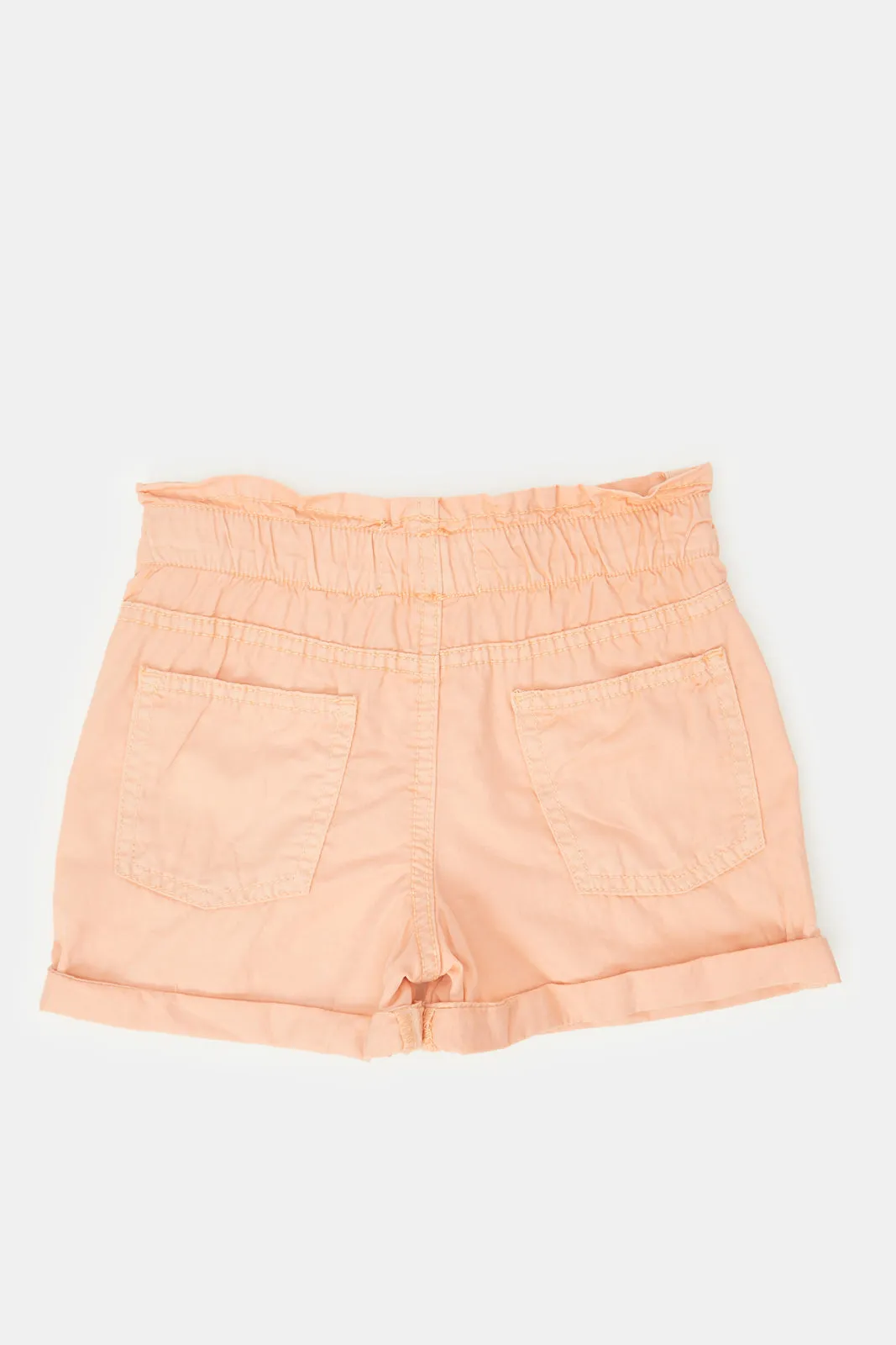 Infant Girls Apricot Paper Bag Denim Shorts