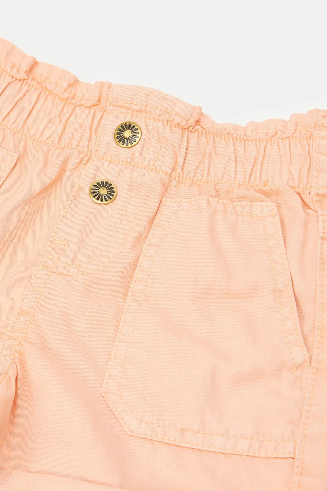 Infant Girls Apricot Paper Bag Denim Shorts