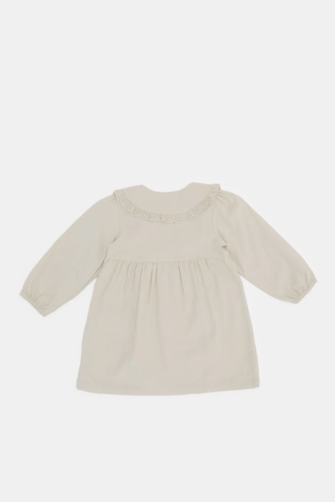 Infant Girls Beige Embossed Dress