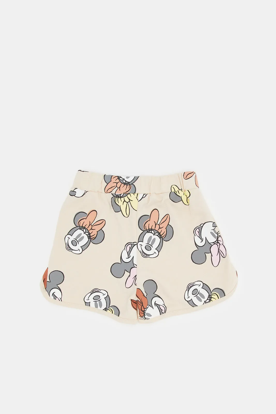 Infant Girls Beige Minnie Print Short