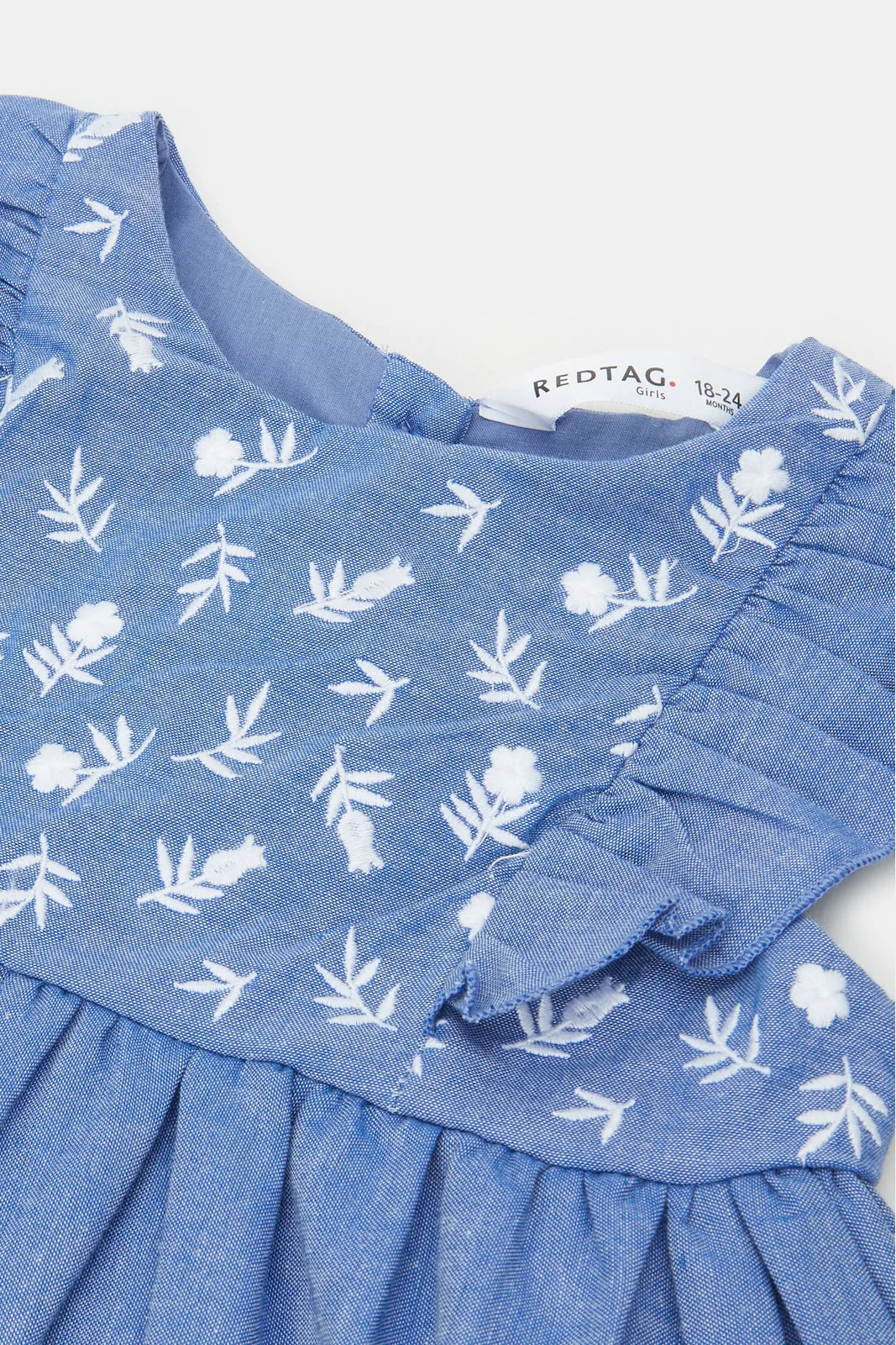 Infant Girls Blue Embroidered Dress