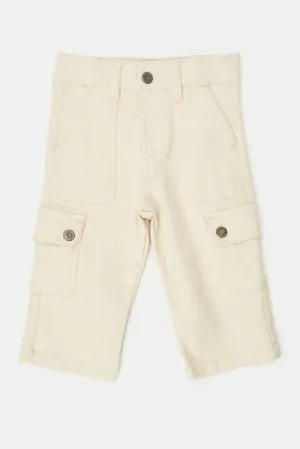 Infant Girls Ivory Side Pockets Straight Fit Jeans