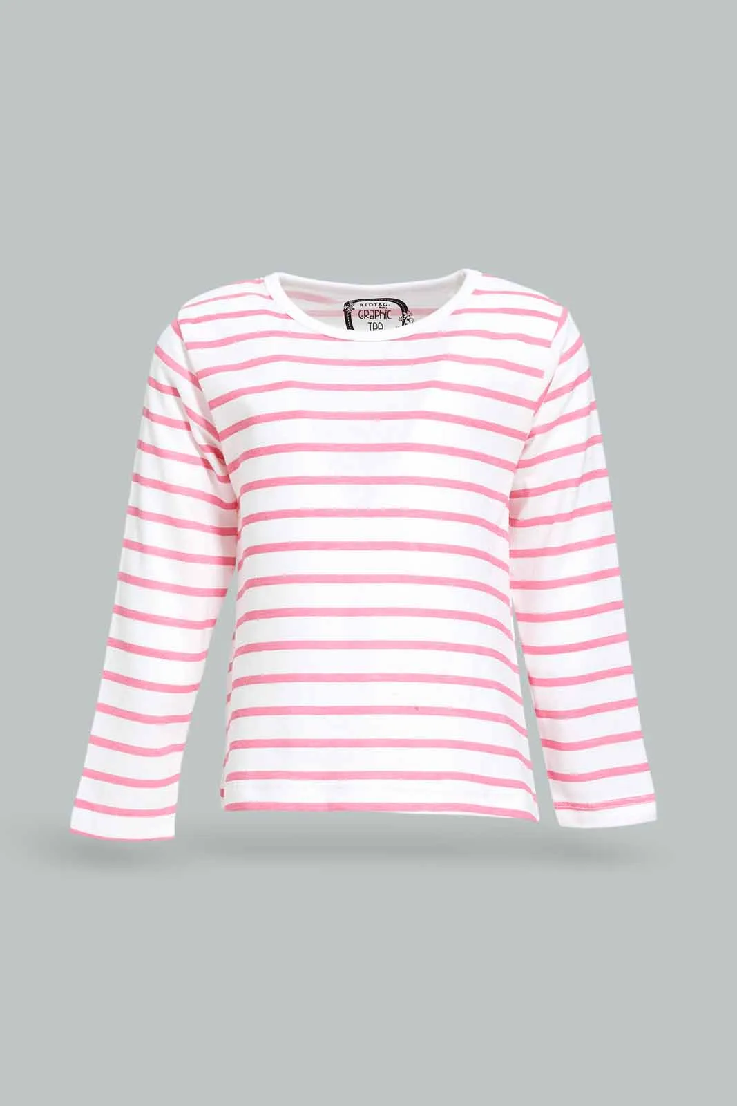 Infant Girls Pink And White Striped T-Shirt