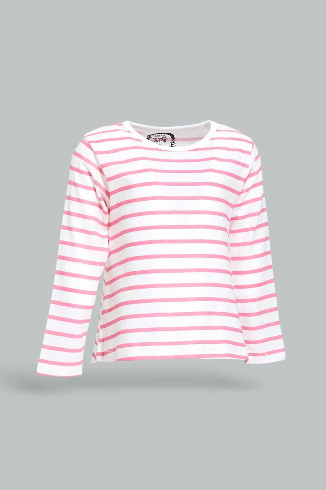 Infant Girls Pink And White Striped T-Shirt