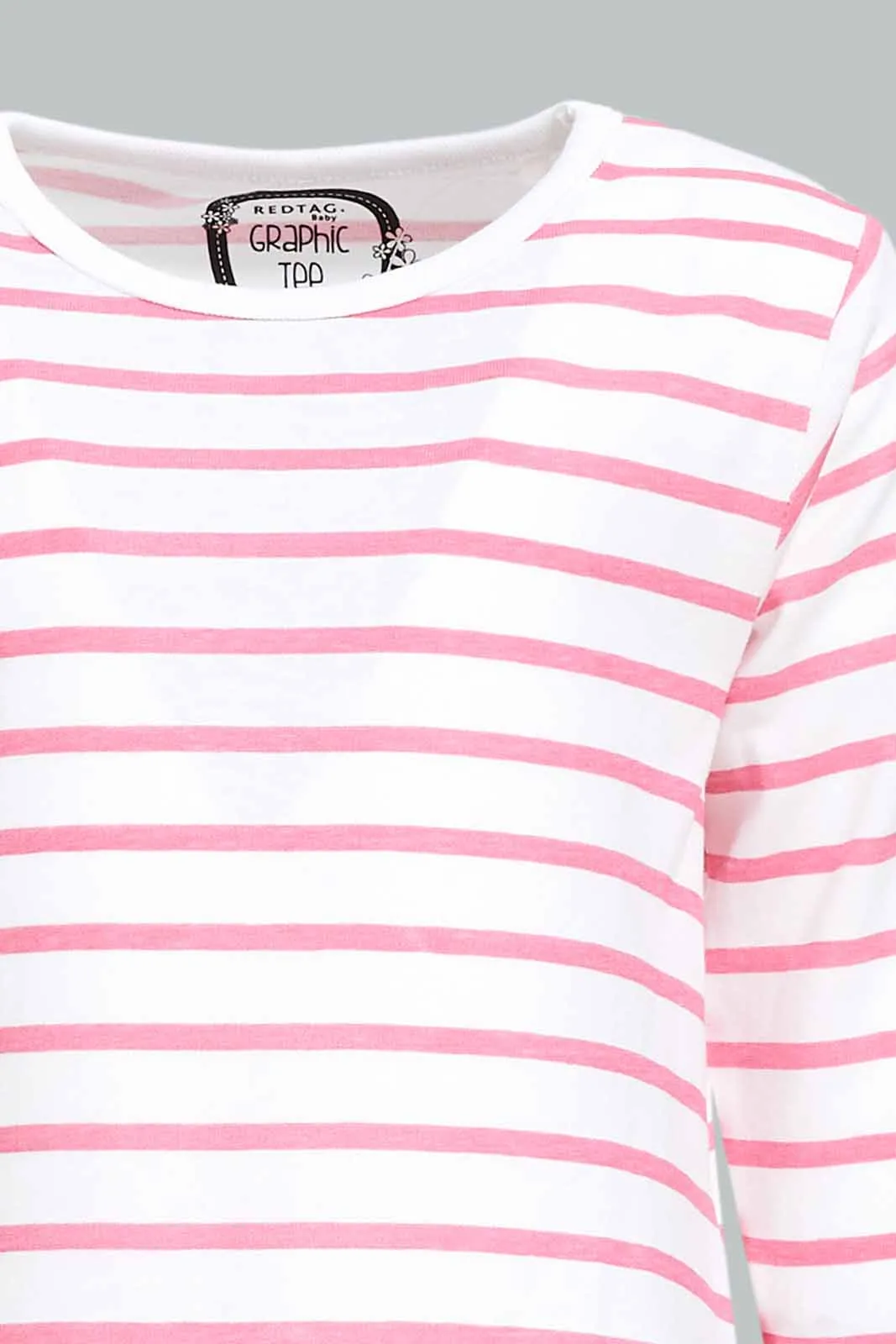 Infant Girls Pink And White Striped T-Shirt