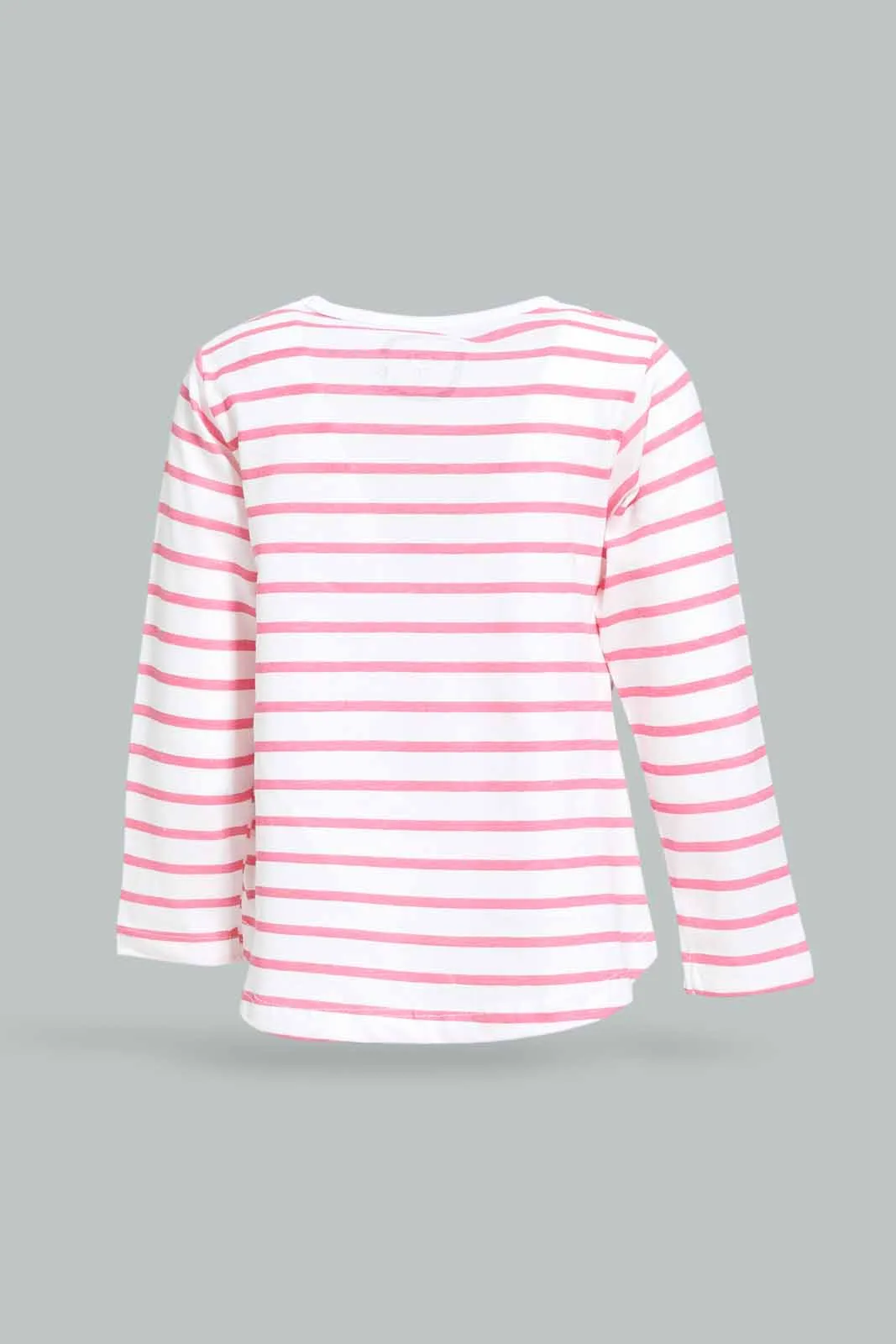 Infant Girls Pink And White Striped T-Shirt