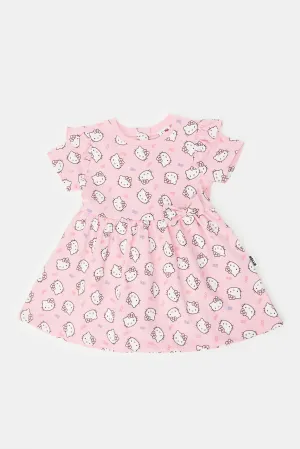 Infant Girls Pink Hello Kitty Print Dress