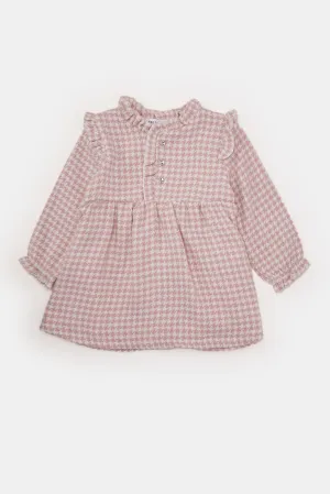 Infant Girls Pink Houndstooth Dress