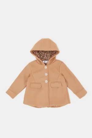 Infant Girls Tan Melton Coat