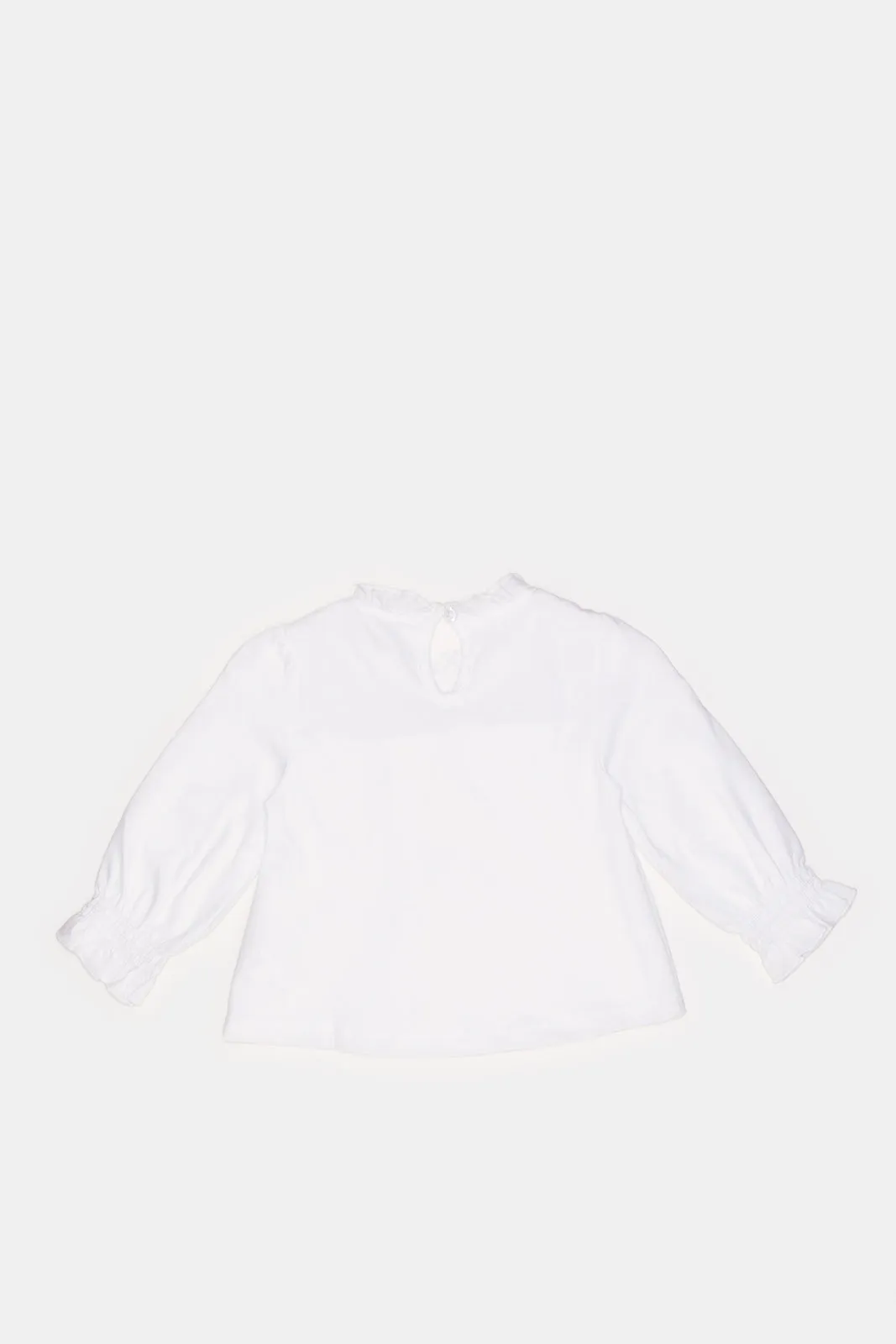 Infant Girls White Smocking Frilled Top