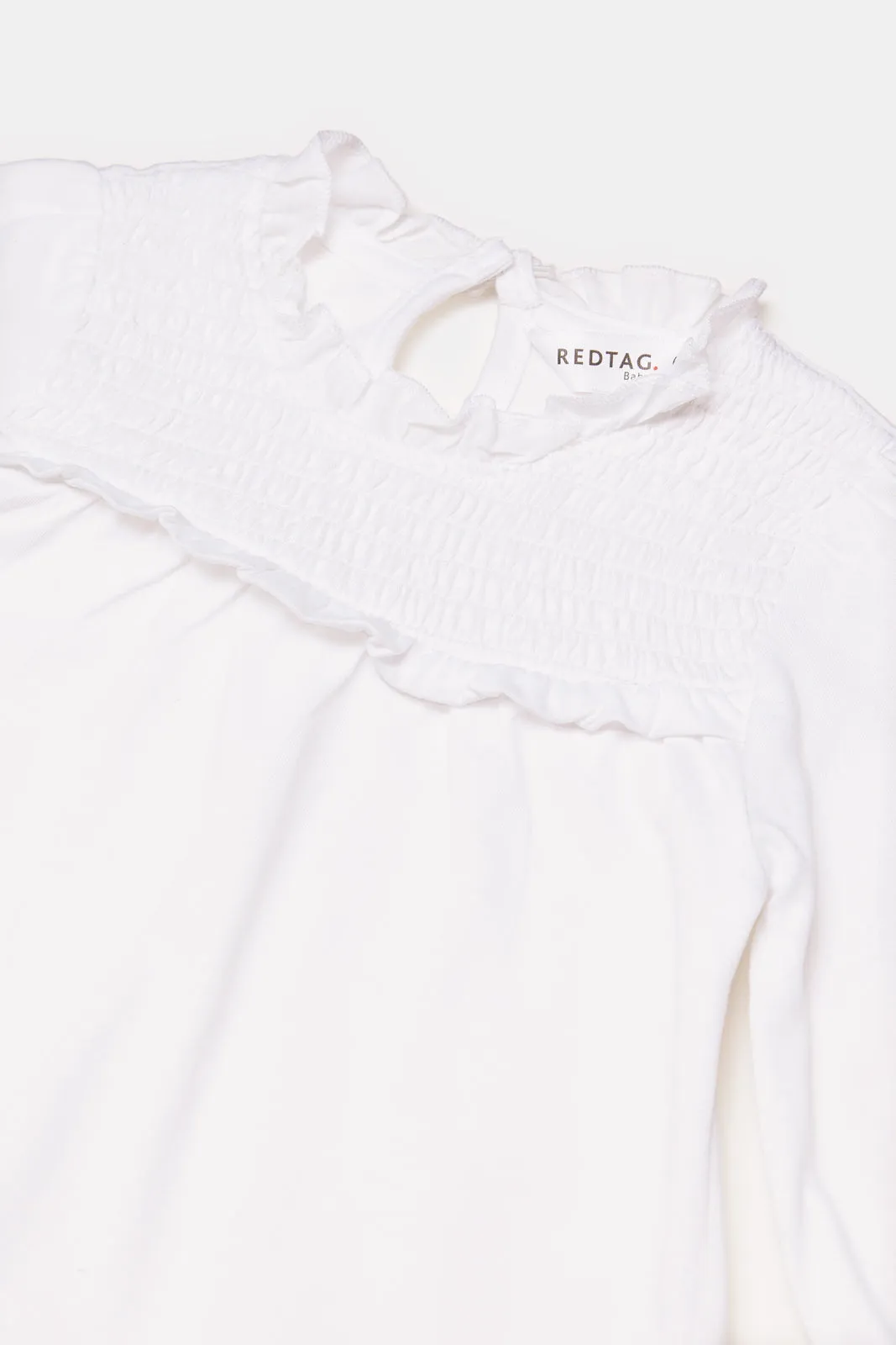 Infant Girls White Smocking Frilled Top