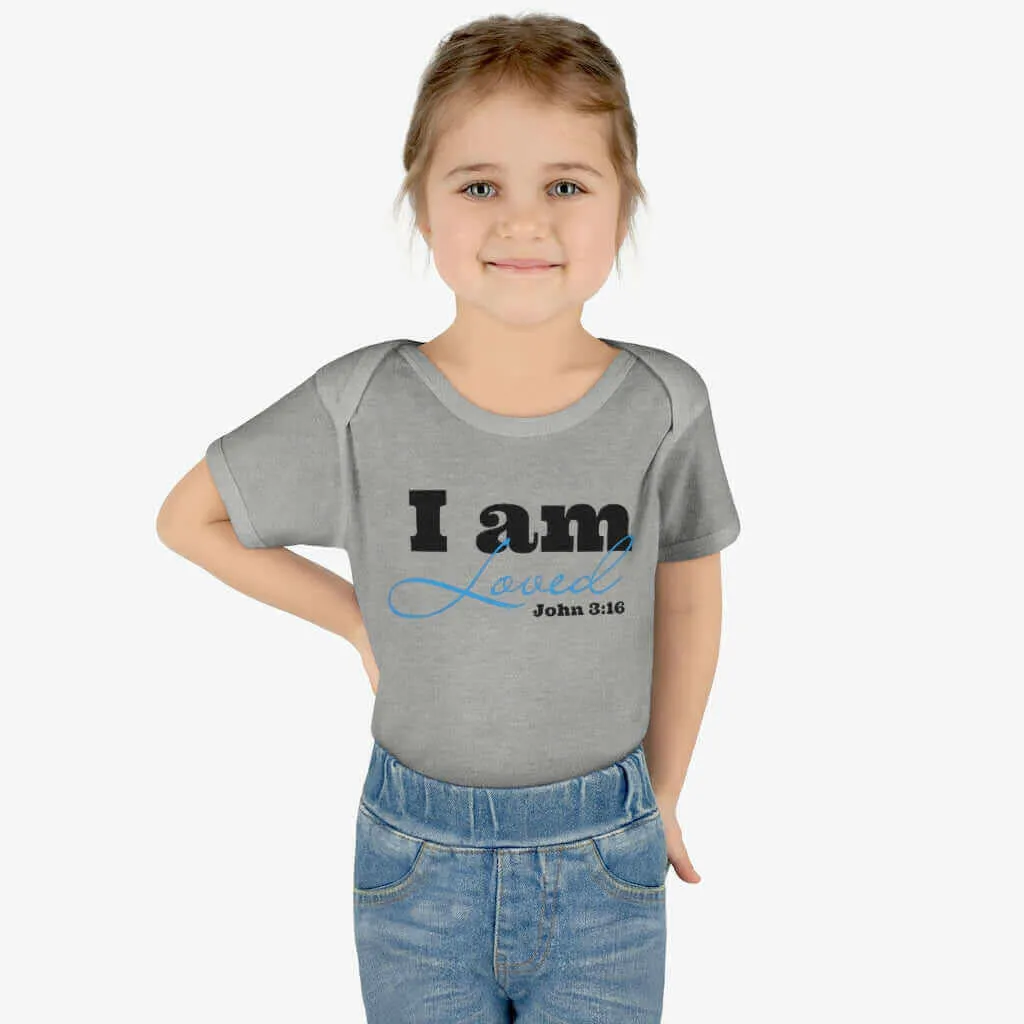 Infant Short Sleeve Bodysuit, Bodysuit, I am Loved Word Art