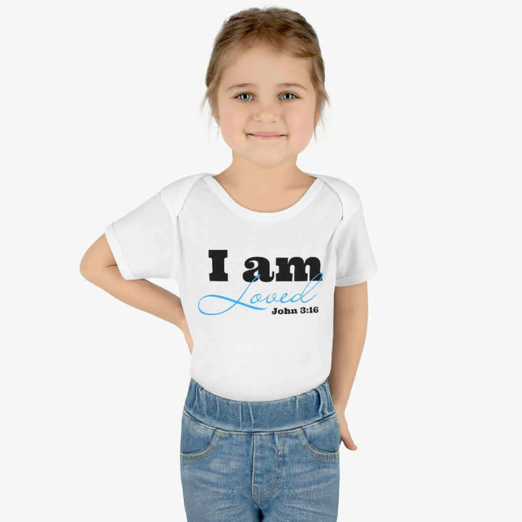 Infant Short Sleeve Bodysuit, Bodysuit, I am Loved Word Art