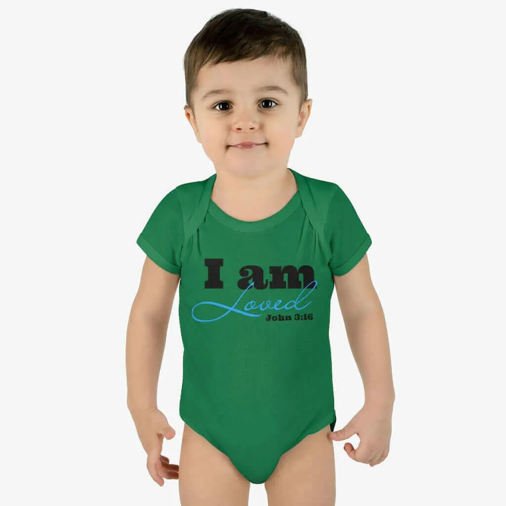 Infant Short Sleeve Bodysuit, Bodysuit, I am Loved Word Art