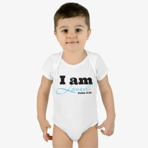 Infant Short Sleeve Bodysuit, Bodysuit, I am Loved Word Art