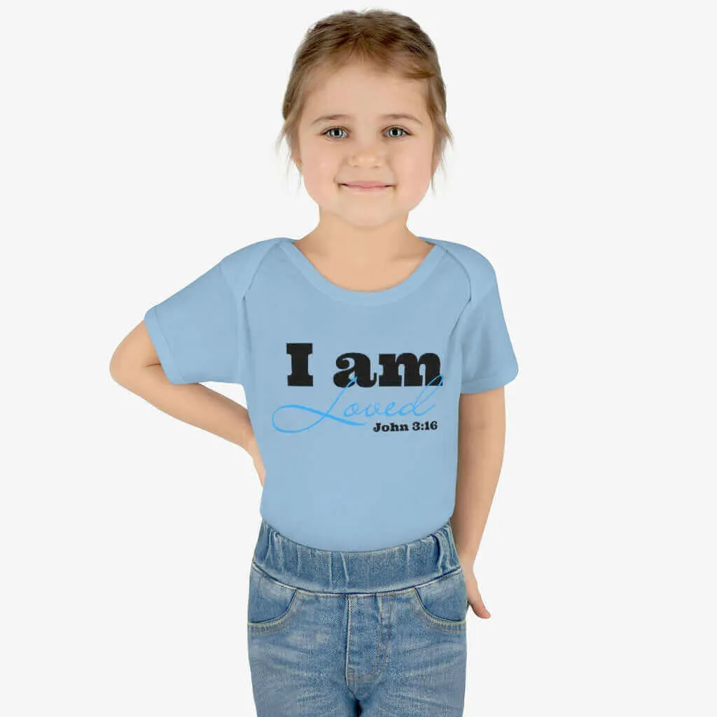 Infant Short Sleeve Bodysuit, Bodysuit, I am Loved Word Art