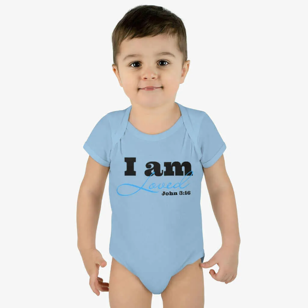 Infant Short Sleeve Bodysuit, Bodysuit, I am Loved Word Art