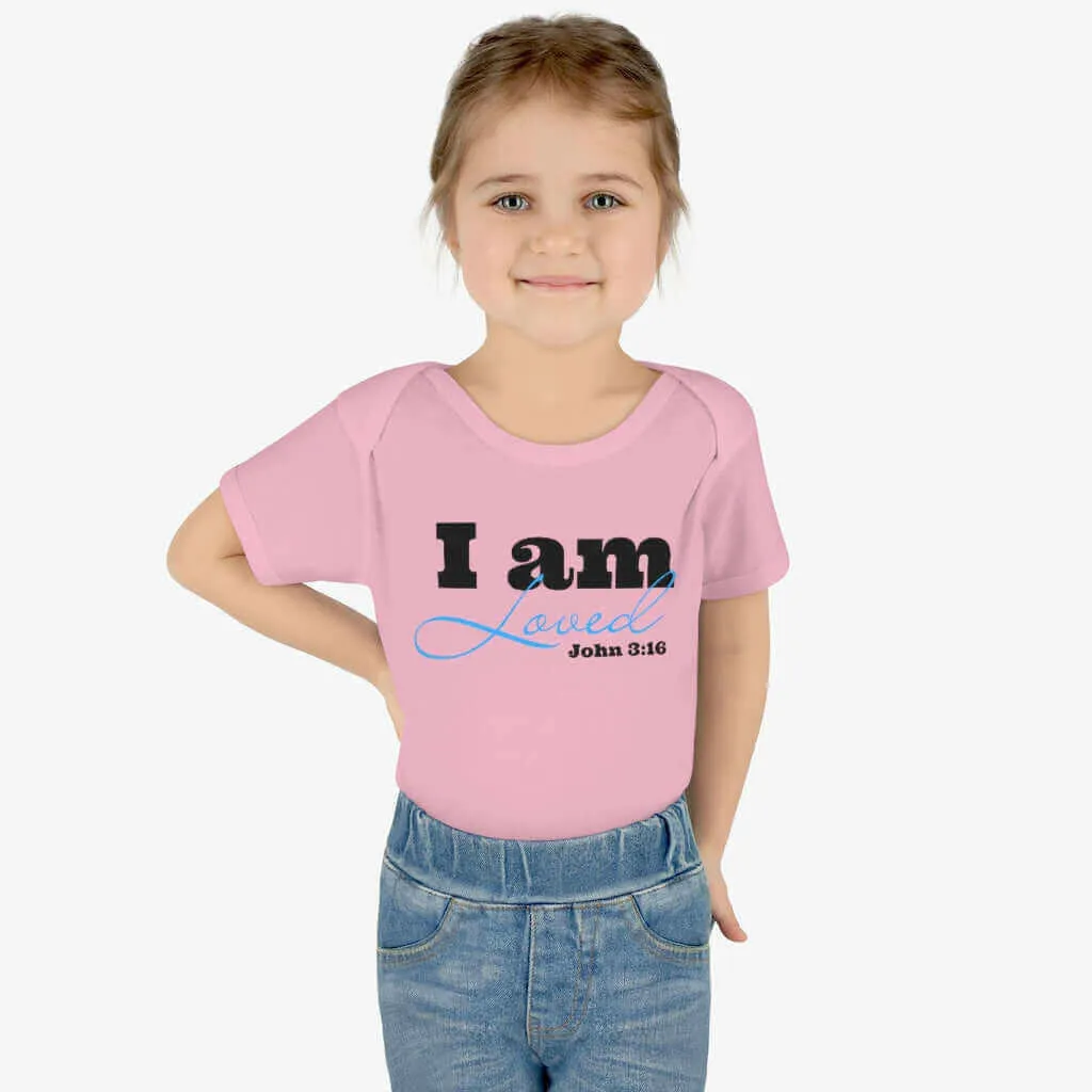 Infant Short Sleeve Bodysuit, Bodysuit, I am Loved Word Art