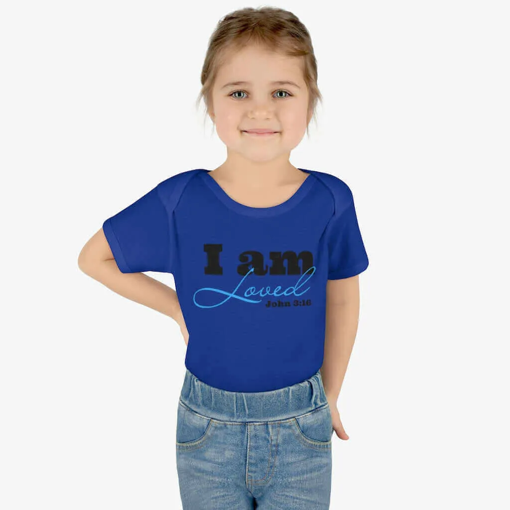 Infant Short Sleeve Bodysuit, Bodysuit, I am Loved Word Art