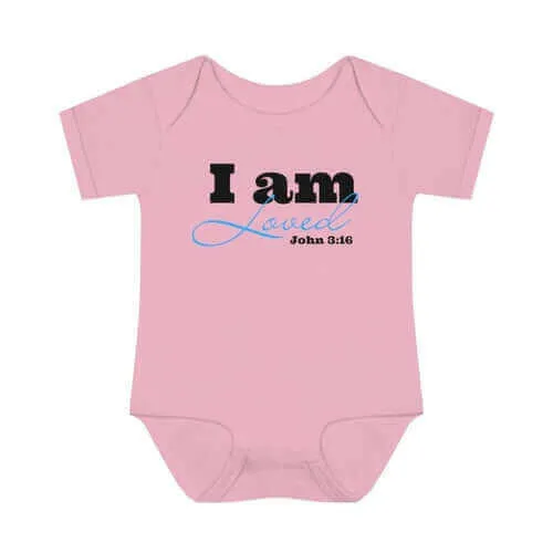 Infant Short Sleeve Bodysuit, Bodysuit, I am Loved Word Art