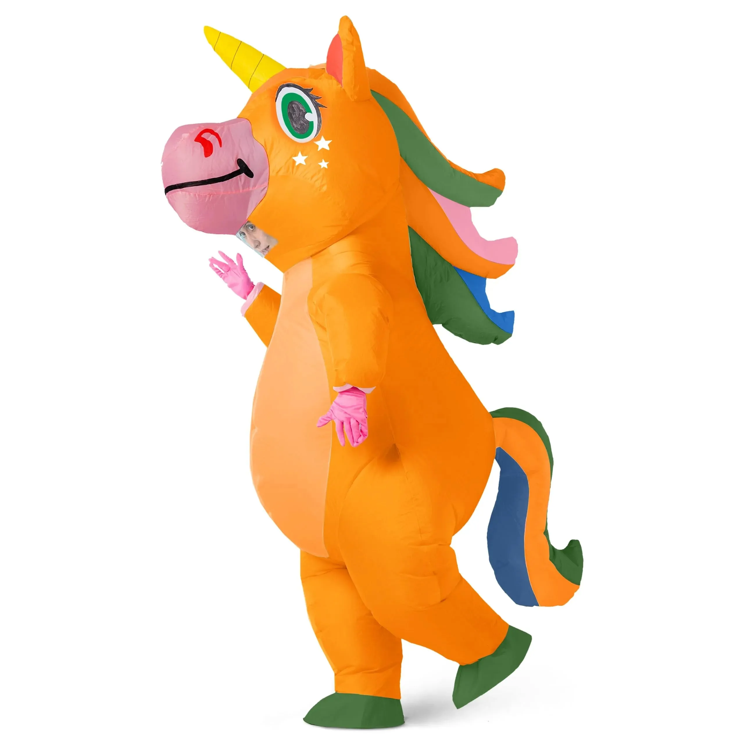 Inflatable Full Body Orange Unicorn Air Blow Up Halloween Costumes