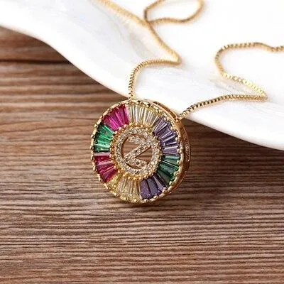 Initial Letter Colourful Women's Pendant Necklaces