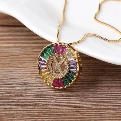 Initial Letter Colourful Women's Pendant Necklaces